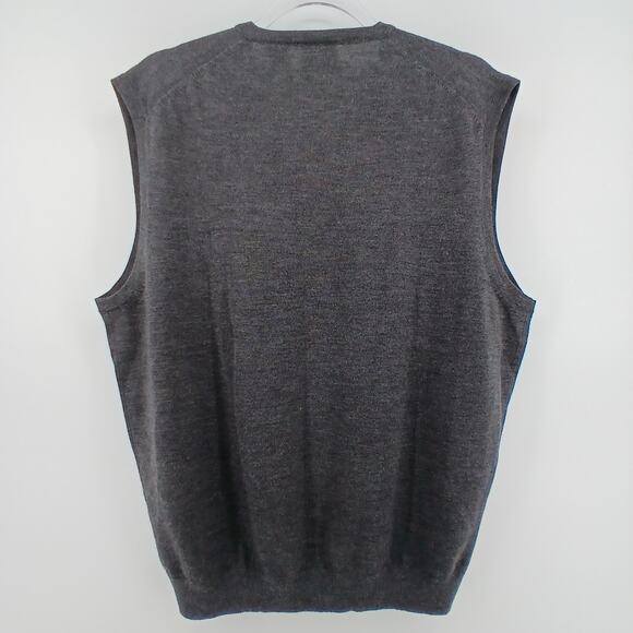 Jos A. Bank Gray Merino Wool Pull Over Sweater Vest Mens LG Old Money Minimalist - Picture 4 of 7